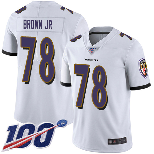 Baltimore Ravens Limited White Men Orlando Brown Jr. Road Jersey NFL Football #78 100th Season Vapor Untouchable->women nfl jersey->Women Jersey